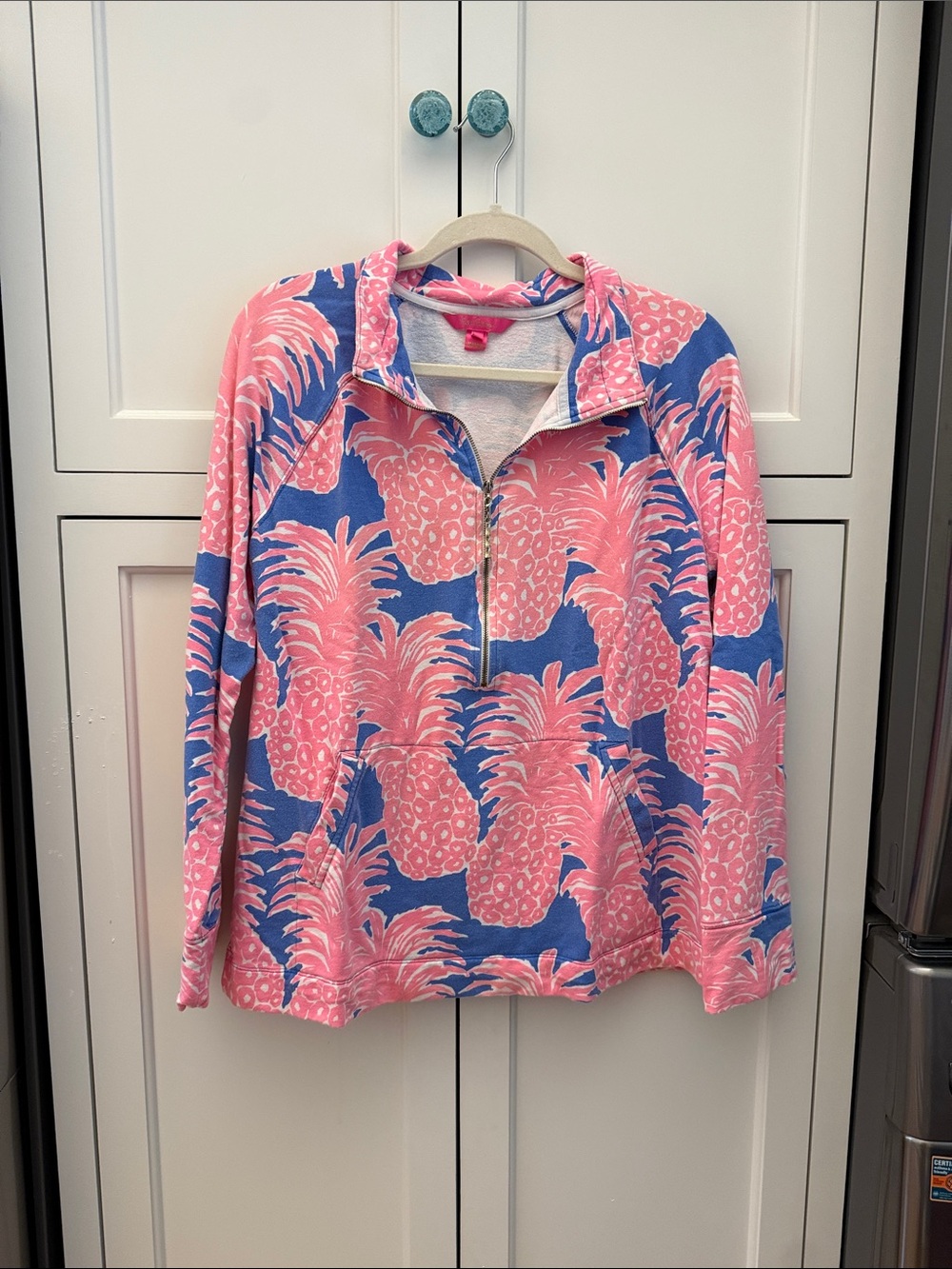 Lilly Pulitzer Pink & Blue Pineapple Quarter-Zip Pullover